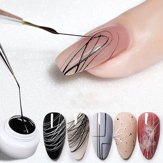 Nail Art Painting Spider Gel Elastic DIY Creative Wire Drawing Black White Line Filling Soak Off Nail UV Gel Polish for Manicure