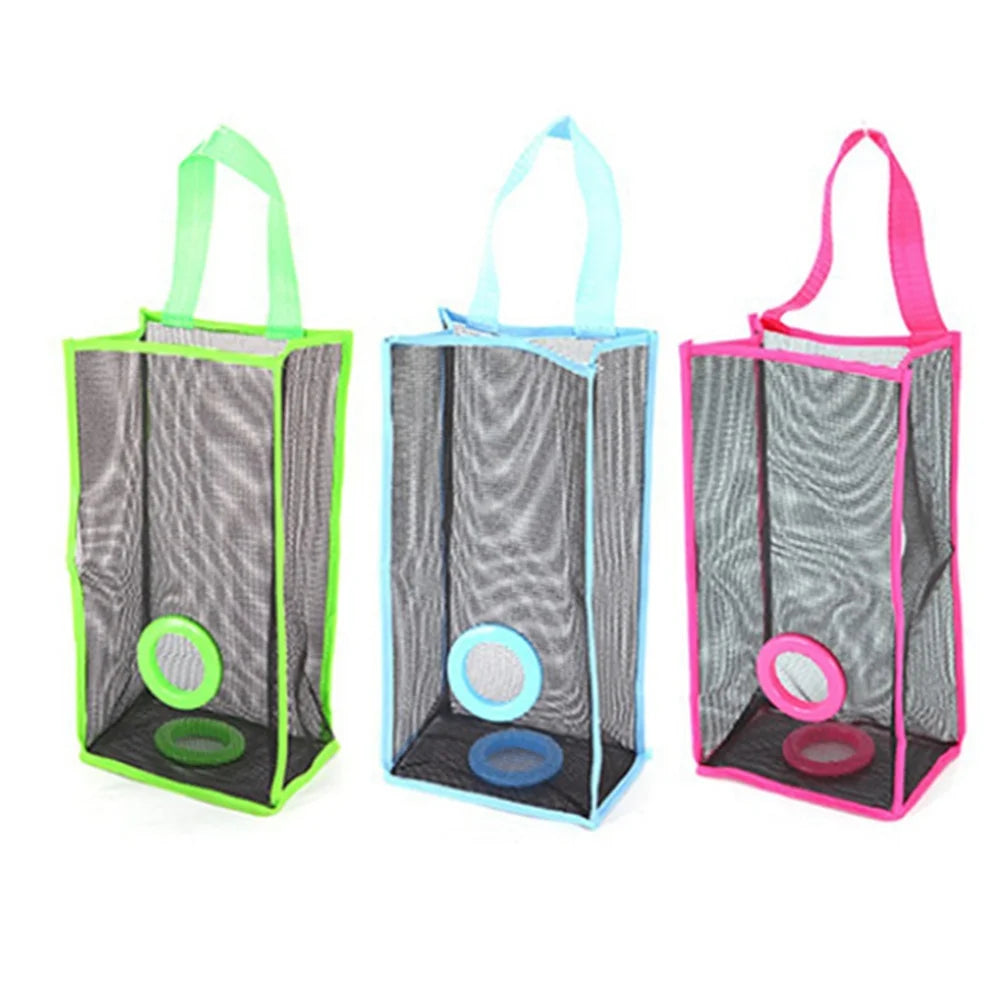 Ddbos 1 Pcs Reusable grocery bag holder, kitchen hanging net, Bin bag storage organizer