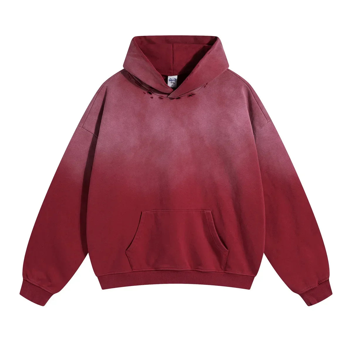 Ddbos Autumn and Winter Hip Hop Spray Dyeing Gradient Distressed Hooded Pullover Sweatshirts Vintage Washed Hole Hoodies Men Y2k