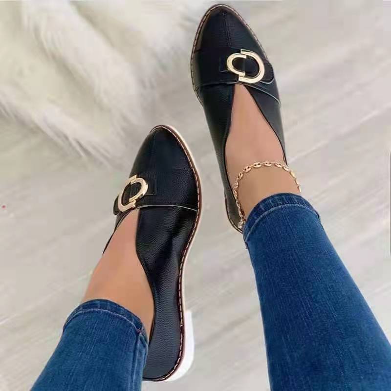 Ddbos Spring Fall Fashion Flat with Women Shoes Casual Women's Shoes Leather Round Head Flat Small White Shoes