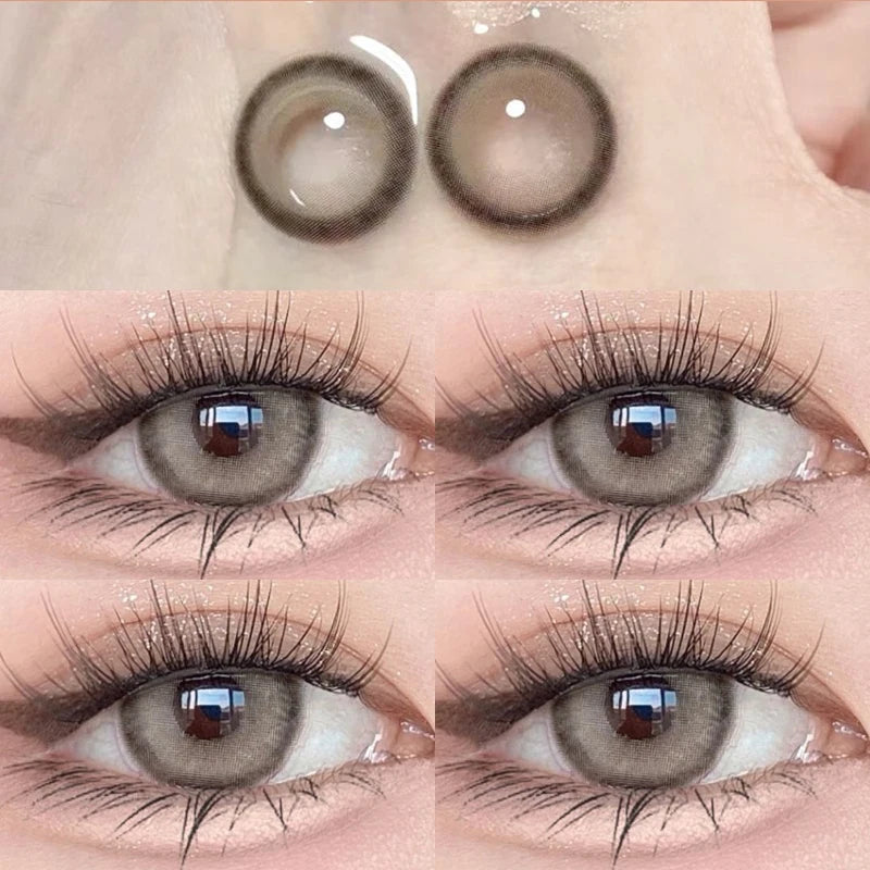 Ddbos 2Pcs Natural Eyes Contacts Lenses Myopia Prescription Circle Colored Lenses Beauty Pupil Makeup Lens Yearly