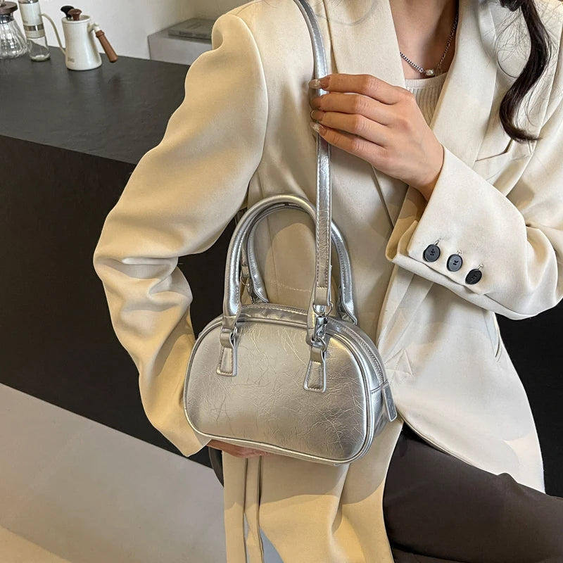 Ddbos Silver Crossbody Bags for Women 2024 Korean Fashion Y2K Small Purse PU Leather Luxury Female Underarm Bag Handbags