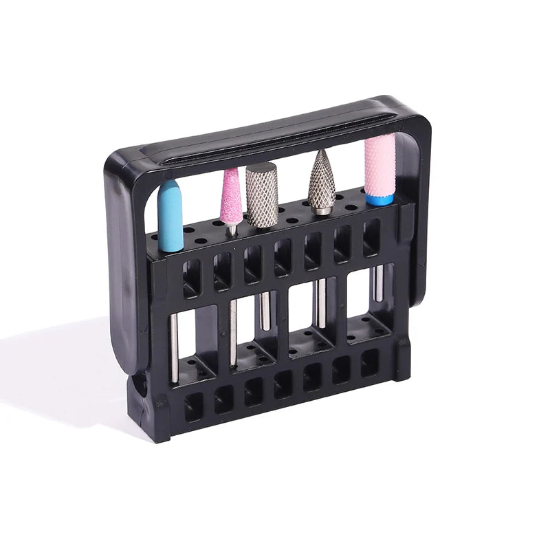 16 Holes plastic Nail Art Grinding Head Bit Holder Displaying Storage Box Nail Drill Bits Holder Container Stand Display Rack