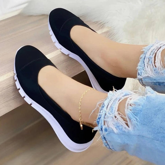 Ladies Handmade Solid Color Women Shoes Classic Casual&nbsp; Flat Heel Shoes Comfortable Non-slip Fashion Zapatos De Mujer Sneakers