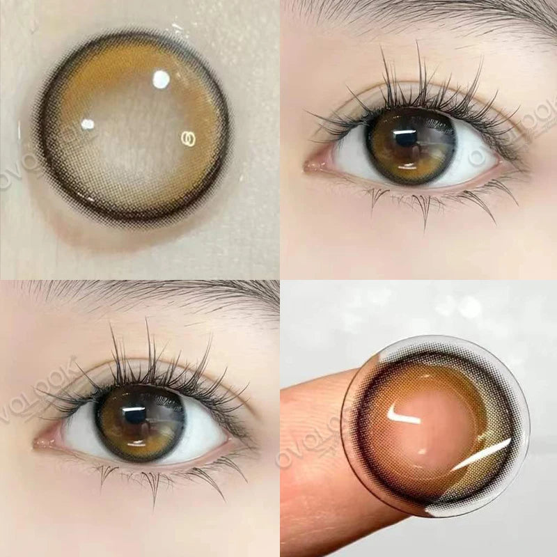 Ddbos - 2PCS Beauty Brown Color Contact Lenses for Eyes Myopia Eye Color Lenses with Diopters Natural Pupils Mystical Blue Lens