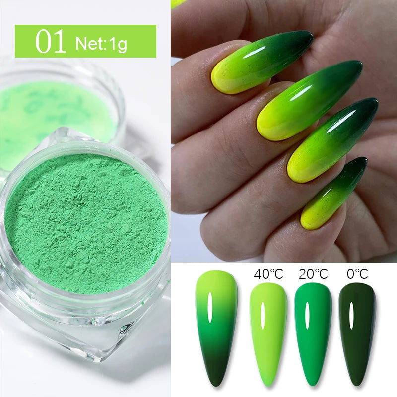 Ddbos 40 Colors Gradient Nail Art Powders Pigment Neon Mirror Effect Nails Glitter  Pigment Chrome Dust White Pearl Nail Decoration