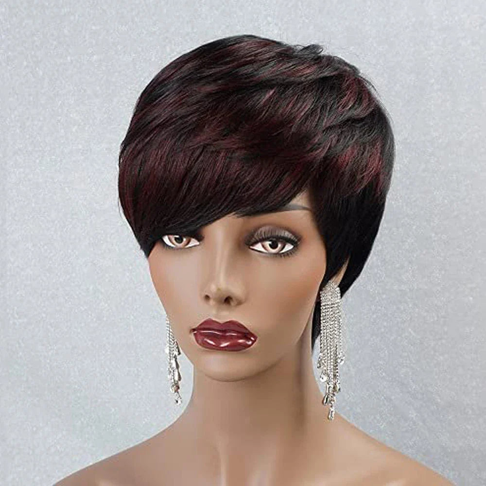 Ddbos Cut Wig for Black Women Human Hair Wigs for Black Women Short Bob Wig Human Hair Wigs with Bangs Short Wigs for Black Wome