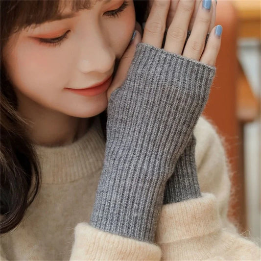 Ddbos Short Fingerless Gloves Women‘s Mitten Winter Warmer Knitted Arm Sleeve Fine Casual Soft Girl’s Goth Clothes Punk Gothic Gloves