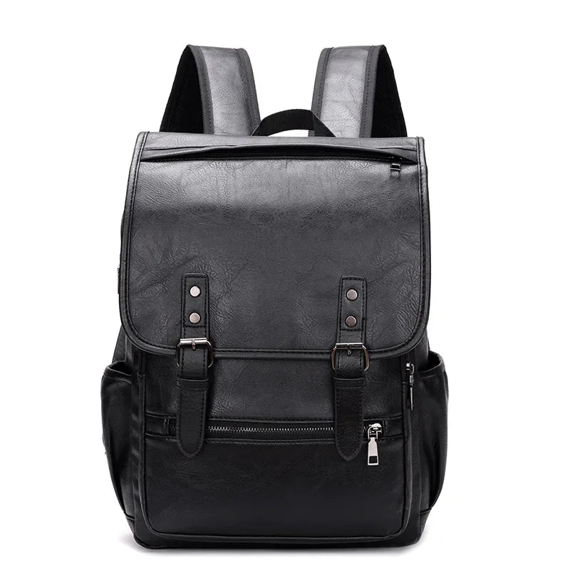 Ddbos Large Capacity Vintage men's bag Teenage Backpacks PU Leather Fashion Schoolbag Man Multifunctional Backpack Men Zipper Designer