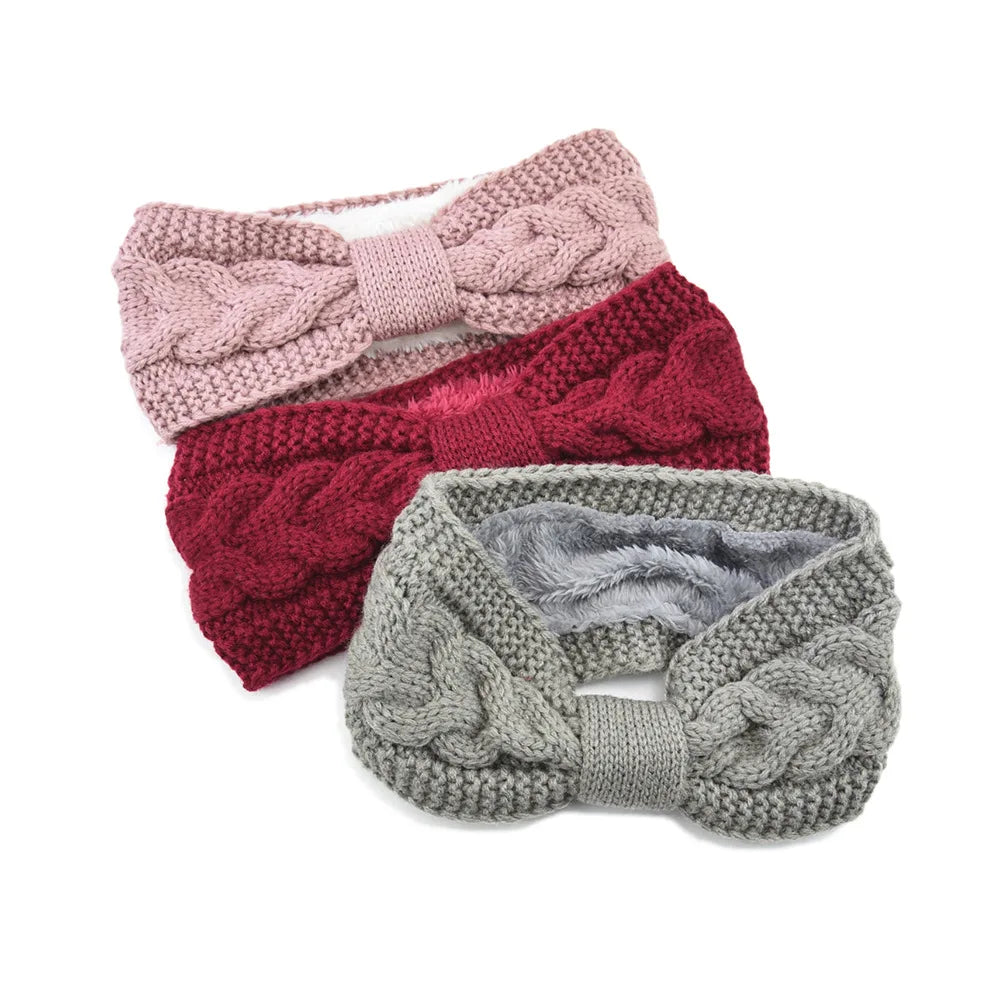 Ddbos Winter Knitted Headbands for Women Warm Woolen Knitting Ear Warmer Cross Knot Turban Headwear Girls Hair Band Hair Accessories