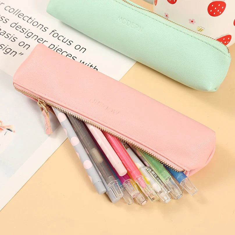 Ddbos BACK TO SCHOOL Pencil Case Black Trousse Pencil Pouch Estuches Korean Stationery PU Leather Bag Astuccio Pen Case Estojo Escolar Pencilcase