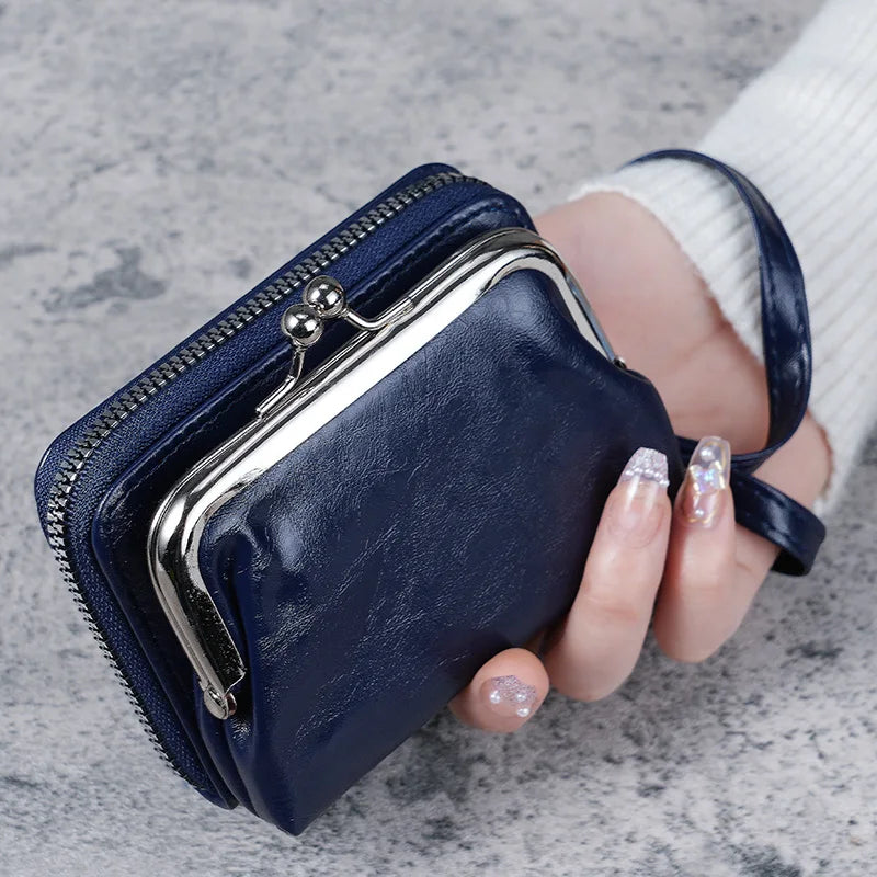 Ddbos New Wallet Women Fashion Wrist Strap Short Coin Purse Large Capacity Coin Clip Bag Multi-card Card Bag Wallet