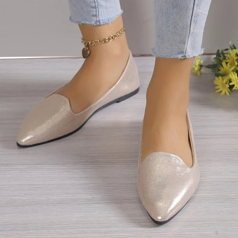 Ddbos 2024 Fashion Slip on Loafers Breathable Stretch Ballet Shallow Flats Women Soft Bottom Pointed Toe Boat Shoes plus size 43