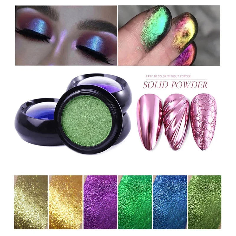 0.5g Color Acrylic Powder for Nail Art Decorations Solid Magic Mirror Nail Powder Metal Effect Nails Glitter