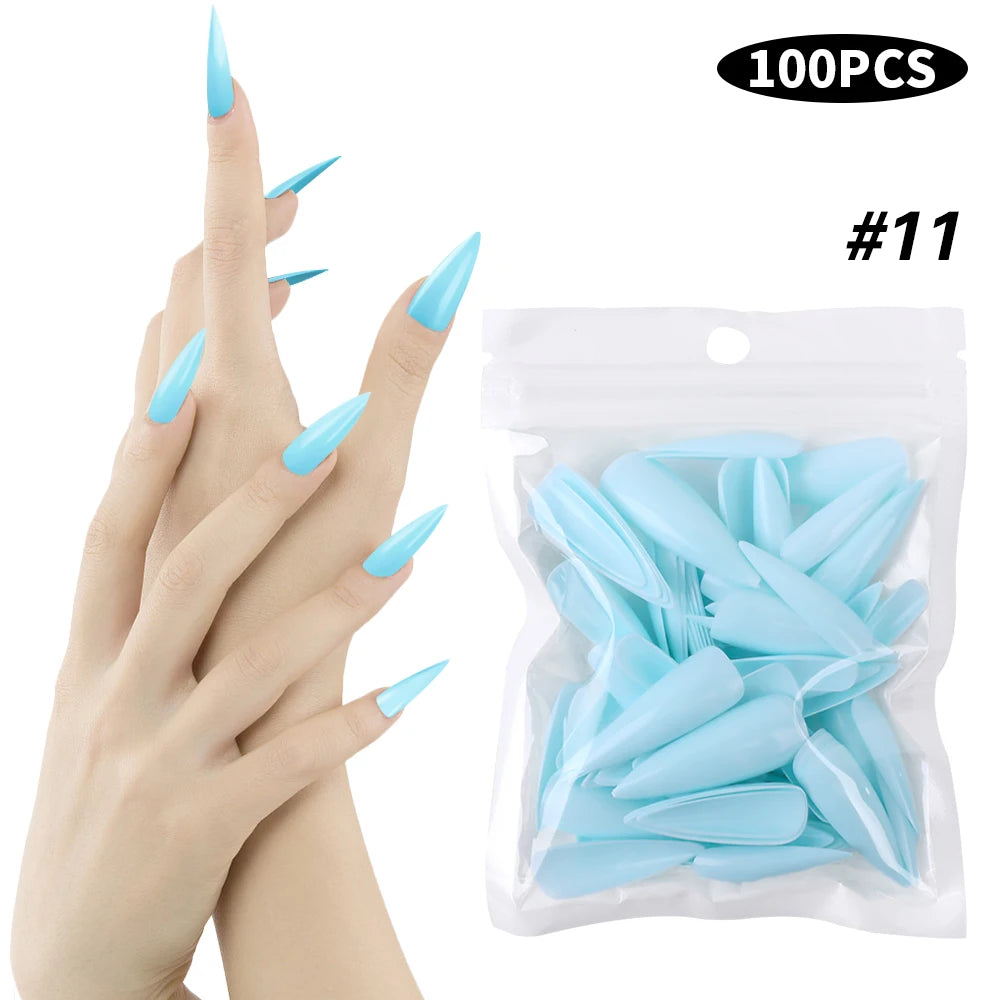 100pcs Natural Fake Nails Solid Color False Nail Tips Full Coverage Matte Acrylic False Nails Tips DIY Manicure Extension Tools