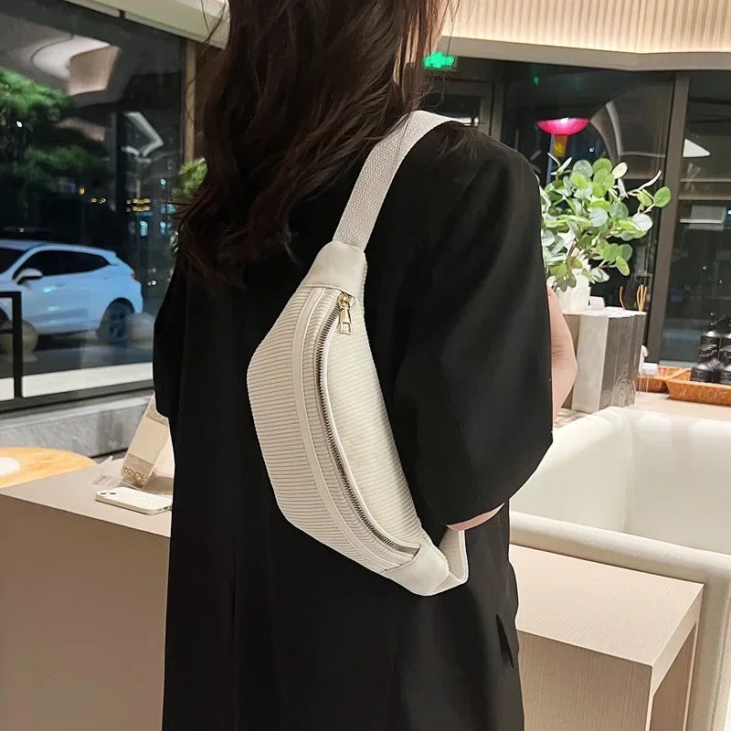 Ddbos Corduroy Women's Waist Bag Small Canvas Ladies Shoulder Crossbody Bags for Women 2024 Fanny Pack Fashion Phone Female Chest Bag