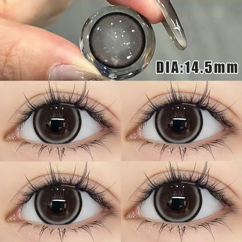 Ddbos 2Pcs New Colored Contact Lenses with Prescription Myopia Degree 0.00- 8.00 Grey Purple  Lens Eye Beauty Pupil Soft Lens