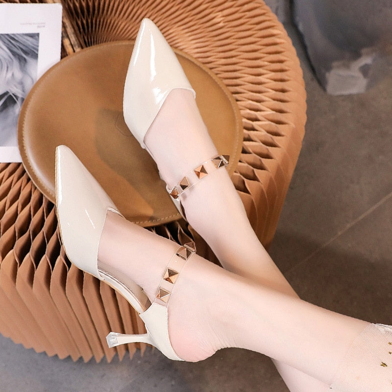 Sexy Sandals Woman Summer Pointed Rivets Fashion Elegant Party Sandals Stripper Shoes Luxury Sandals Women Designers