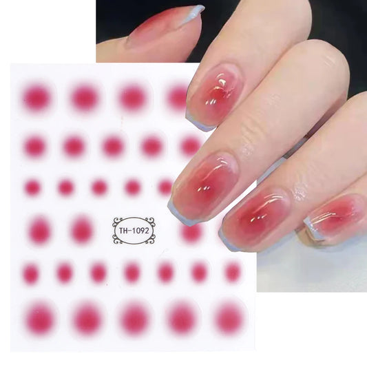 Ddbos Gradient Nail Sticker 3D Jelly Red Pink Blush Sliders Cute Ombre Nail Design Japanese Style Translucent Gel Polish Wraps Decal