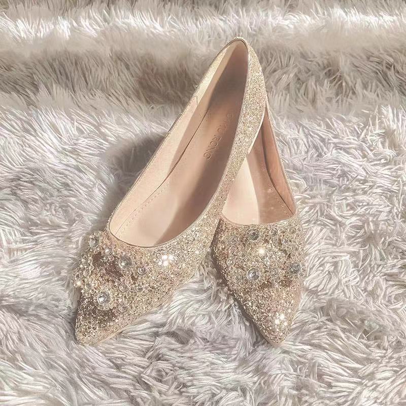 Ddbos Silver Mixed Color Flats Wedding Shoes Women Shine Slip On Ballerina Shallow Loafers Elegant Bridesmaid Ballet Shoes Plus Size42