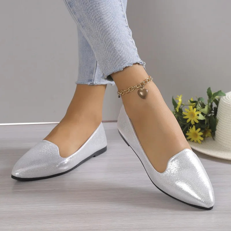 Ddbos 2024 Fashion Slip on Loafers Breathable Stretch Ballet Shallow Flats Women Soft Bottom Pointed Toe Boat Shoes plus size 43