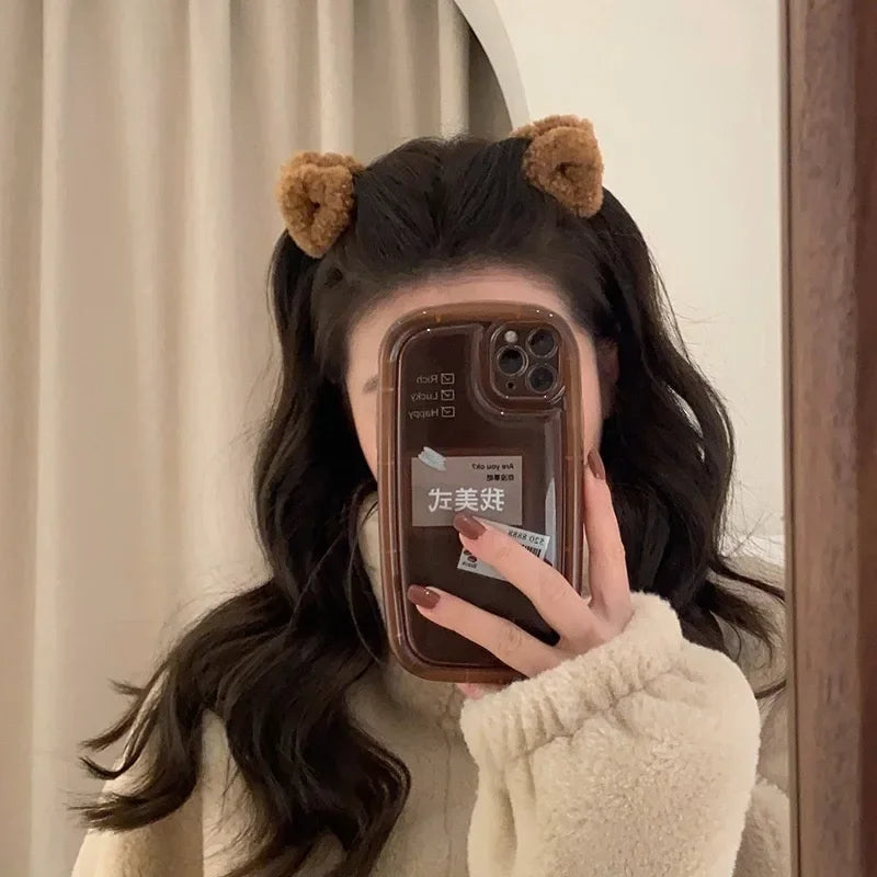 Ddbos Plush Cat Ears Hair Clips For Women Girls Lamb Cashmere Hairpin Forehead Bangs Clip Fluffy Children New Winter Hair Accessories