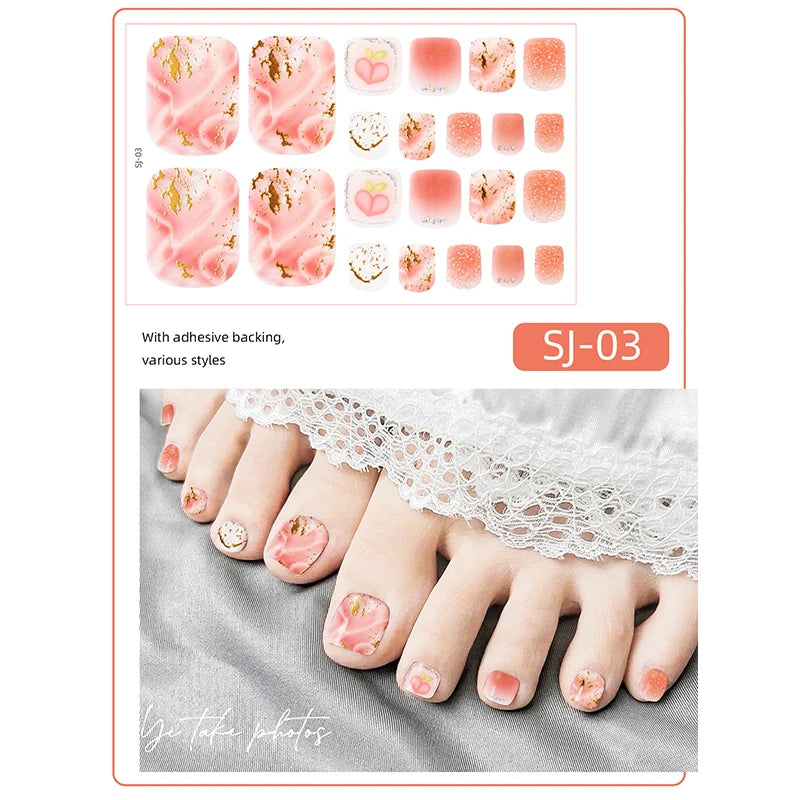 Ddbos 22 Tips Toe Nail Wraps Full Cover Nails Sticker Art Decorations Manicure Nail Vinyls Adhesive Nails Deco For Women Girls DIY