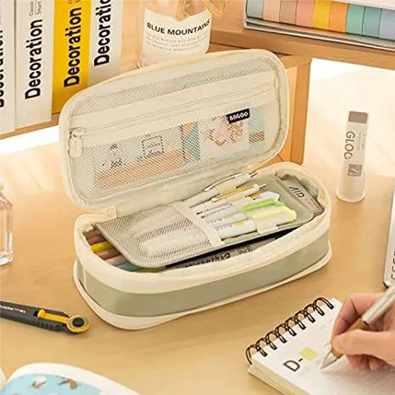 Ddbos BACK TO SCHOOL Kawaii Pencil Cases Large Capacity Pencil Bag Pouch Holder Box for Girls Office Student Stationery Organizer School Supplies