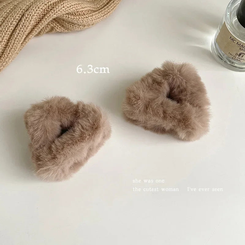 Ddbos Plush Cat Ears Hair Clips For Women Girls Lamb Cashmere Hairpin Forehead Bangs Clip Fluffy Children New Winter Hair Accessories