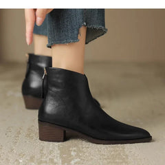 Ddbos New Autumn Genuine Leather Ankle Boots Pointed Toe Women Boots Retro Short Boots Women Shoes Winter Retro Chelsea Boots