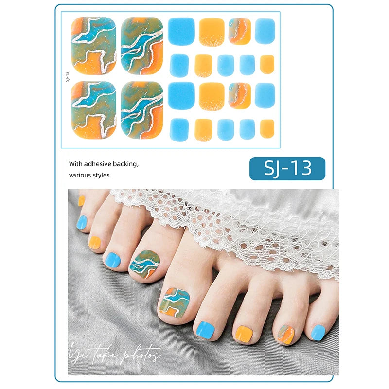 Ddbos 22 Tips Toe Nail Wraps Full Cover Nails Sticker Art Decorations Manicure Nail Vinyls Adhesive Nails Deco For Women Girls DIY