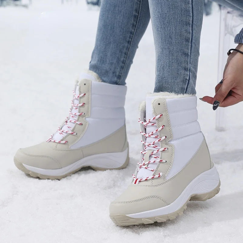 Ddbos Ankel Boots for Women Winter Outdoor Warm Snow Boots Chunky Platform Waterproof Non-slip Warm Shoes Woman Boots Plus Size Casual