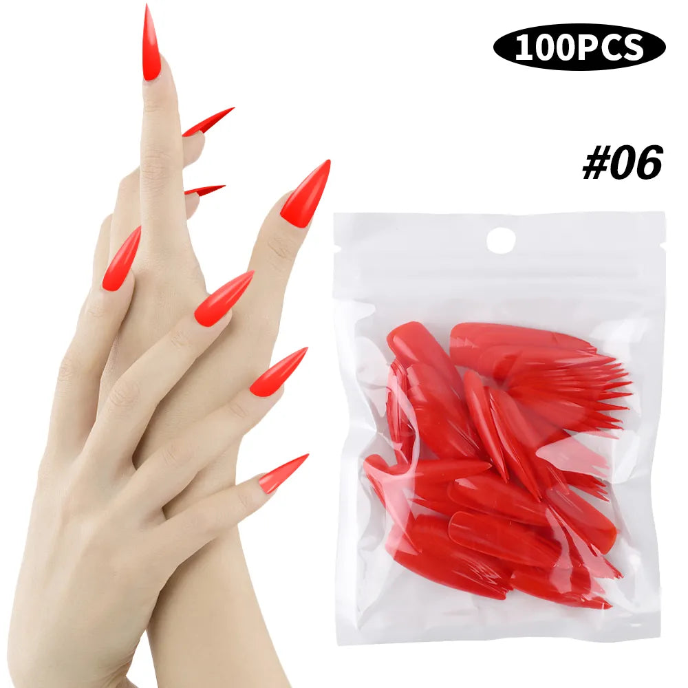 100pcs Natural Fake Nails Solid Color False Nail Tips Full Coverage Matte Acrylic False Nails Tips DIY Manicure Extension Tools