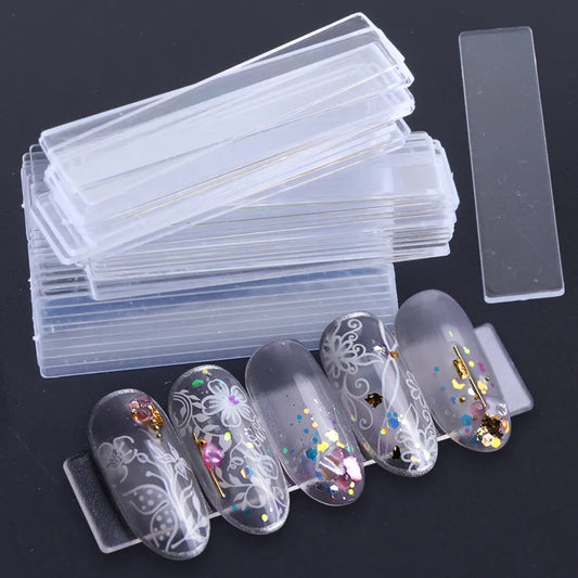 Ddbos 1Set False Nail Tips Nail Art Display Stand Transparent Practice Acrylic Gel Polish Holder Strip Manicure Showing Tools JI151-1