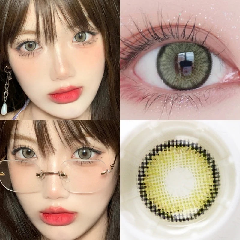 Ddbos 2PCS 1New Colored Contact Lenses for Natural Eyes Brown Colored LensBlue Contact Beauty Pupil Makeup 1 Year