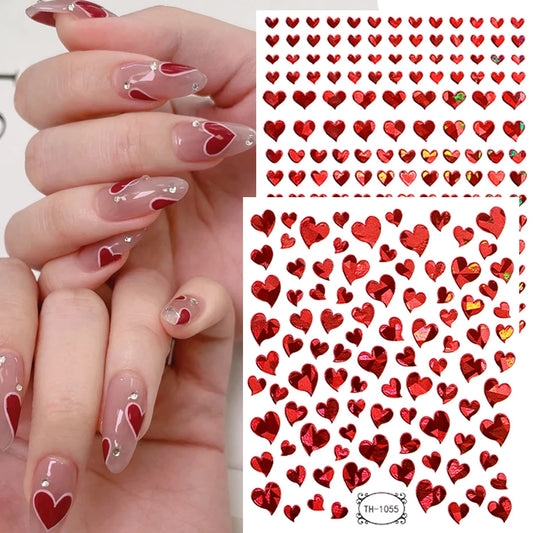 Ddbos Love Heart Nail Stickers Simple Heart Design Self-Adhesive Slider Letters Nail Art Decorations Stars Decals Manicure Accessories