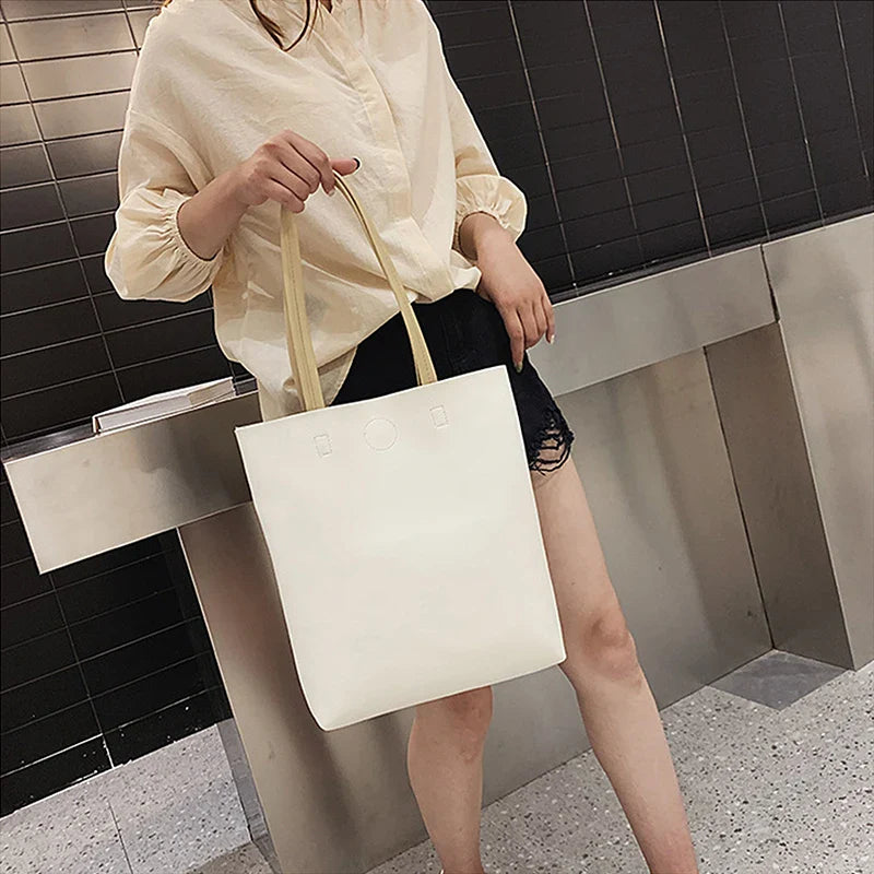 Ddbos Solid Color PU Leather Tote Crossbody Bag For Women Large Capacity Fashion Simple Shoulder Messenger Bag Female Handbags