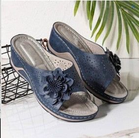 Sandals Women Summer New Women's Woven Flower Wedge Slippers Outdoor Sports Beach Casual Peep Toe Comfortable Shoes