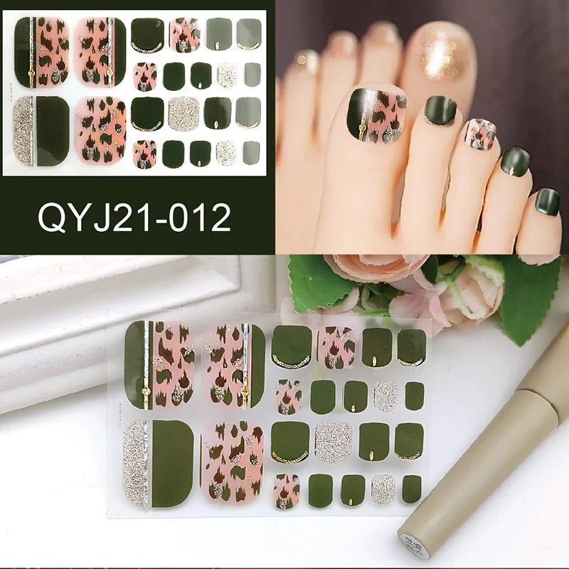 Ddbos 22 Tips Toe Nail Wraps Full Cover Nails Sticker Art Decorations Manicure Nail Vinyls Adhesive Nails Deco For Women Girls DIY