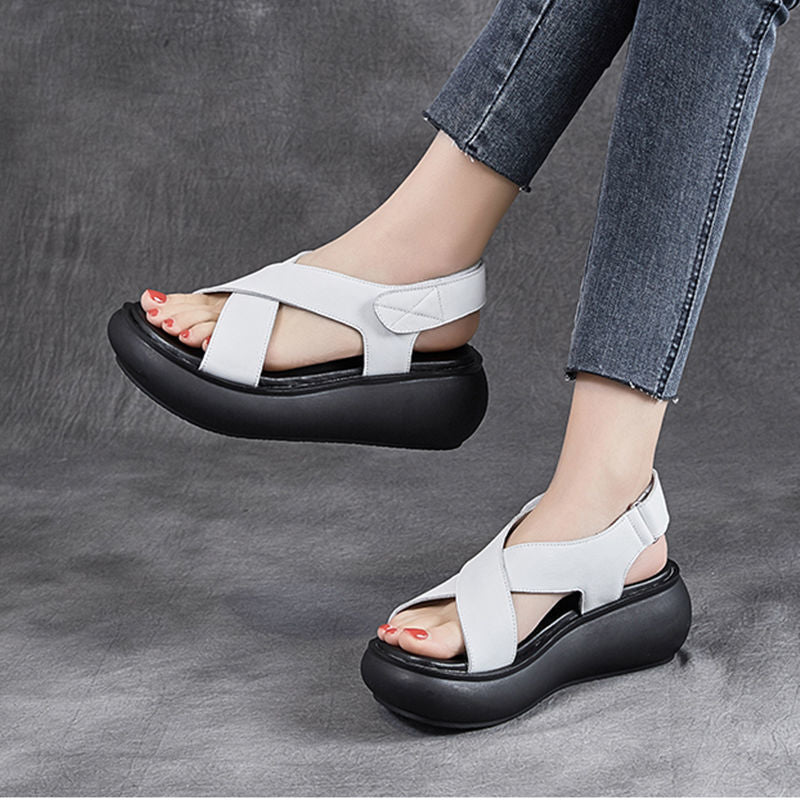 Ddbos New Fashion Sandals Women's New Summer Platform Flat Wedge with Retro Casual Roman Shoes Outdoor Comfortable Sports Shoes