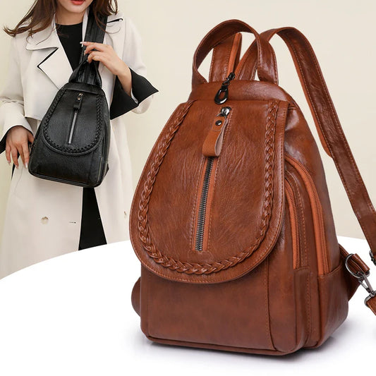 Soft Leather Shoulder Bag for Women 2024 New Fashionable Mini Shopping Backpack Chest Bag Casual Versatile Diagonal Cross Bag