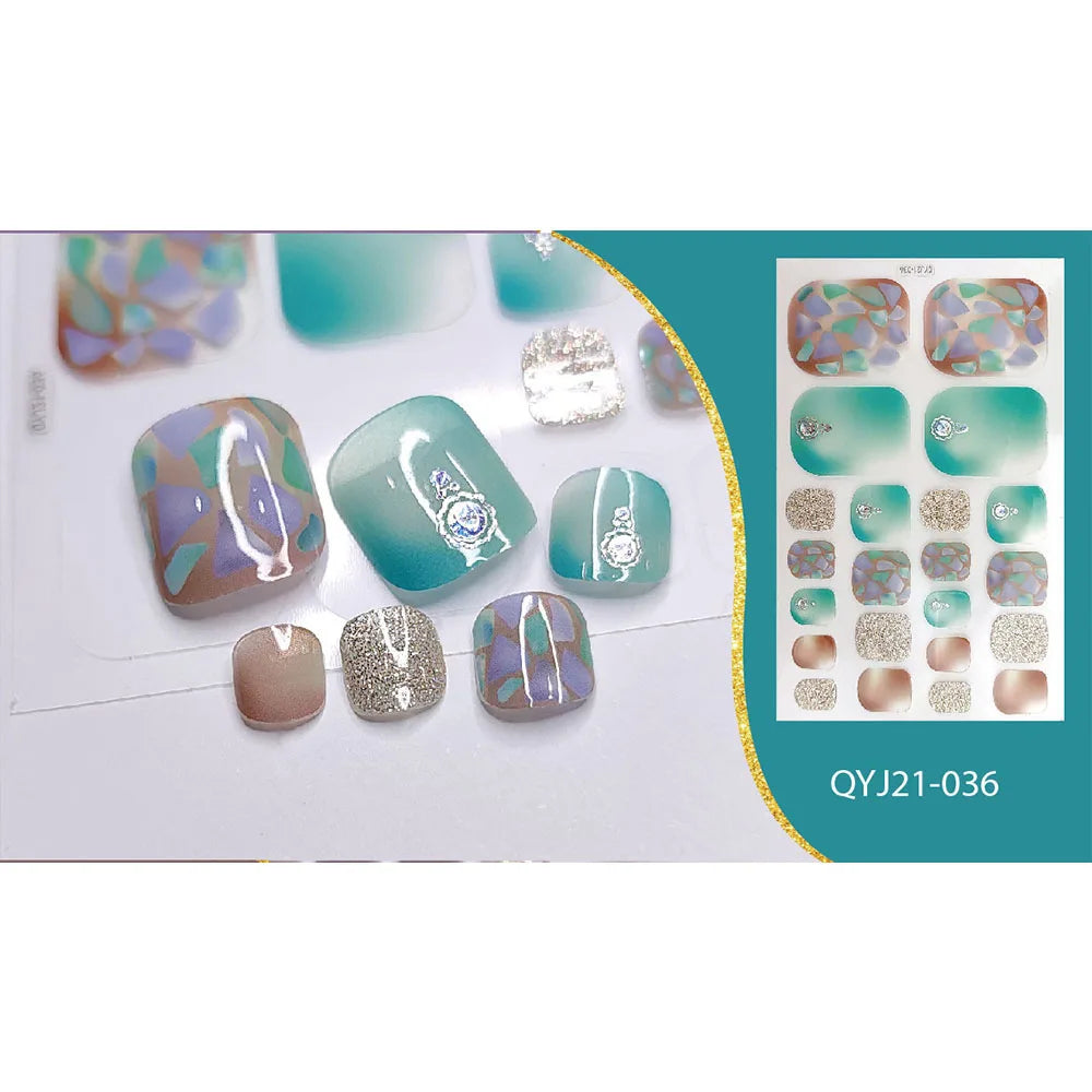 Ddbos 22 Tips Toe Nail Wraps Full Cover Nails Sticker Art Decorations Manicure Nail Vinyls Adhesive Nails Deco For Women Girls DIY