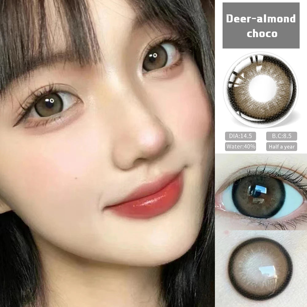 Ddbos 2PCS Brown Lenses Natural Contact Lenses for Eyes Super Beauty Eye Color Lenses Myopia Lenses With Diopters Prescription