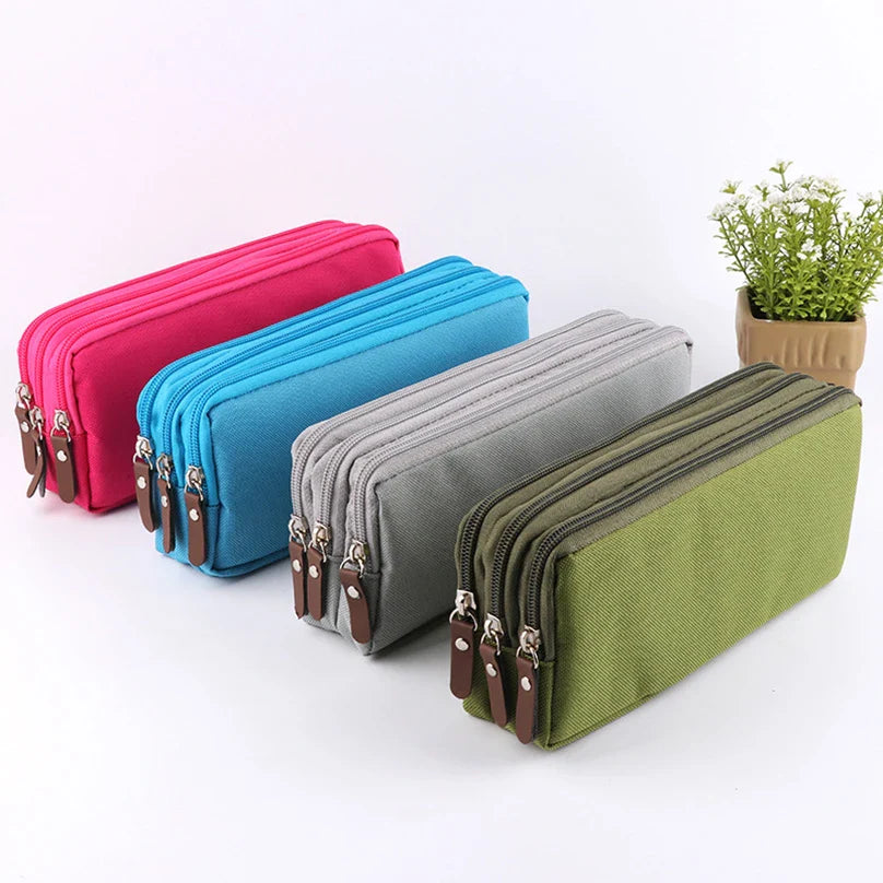 BACK TO SCHOOL 3 Zippers Pencil Case School Supplies Trousse Scolaire Korean Stationery Large Capacity Pencil Pouch Estuche Kalemlik Pencilcase