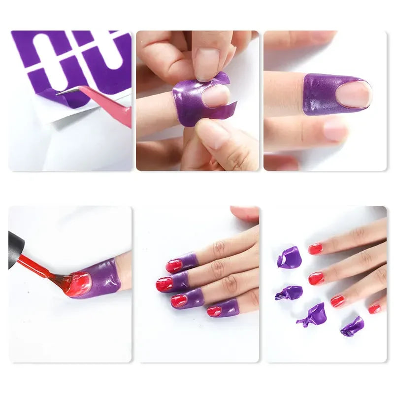 10pcs U-shape Spill-proof Anti-overflow Nail Polish Paint Varnish Peel Off Tape Finger Cover Nail Protector Stickers