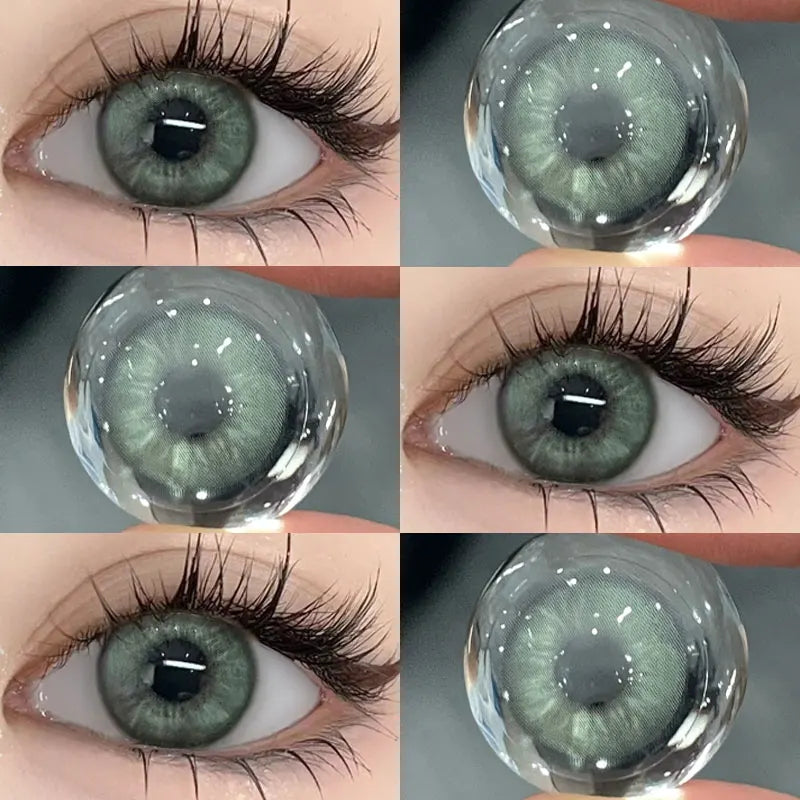 Ddbos 2PCS Colored Contact Lenses Prescription Myopia Degree -0.00 to -8.00 Green Lens Blue Beauty Pupil Makeup