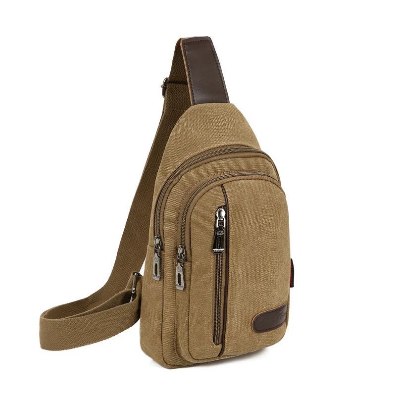 Ddbos New Men's Chest Bag Canvas Bag Shoulder Bag Korean Leisure Small Backpack Chest Bag