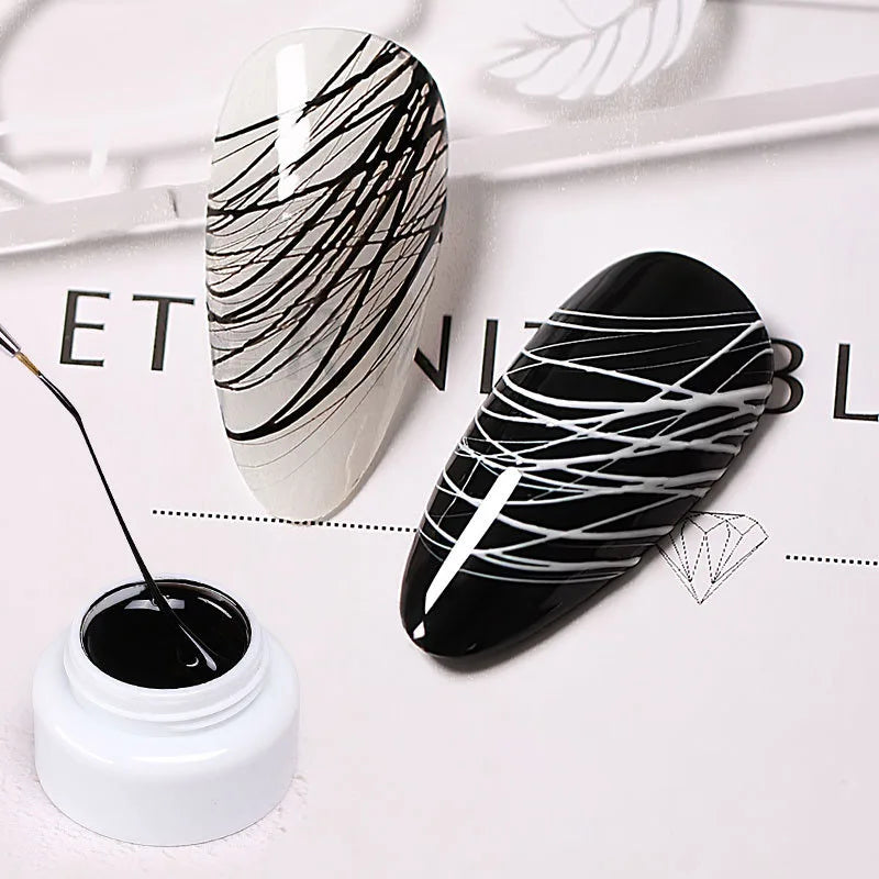 Nail Art Painting Spider Gel Elastic DIY Creative Wire Drawing Black White Line Filling Soak Off Nail UV Gel Polish for Manicure