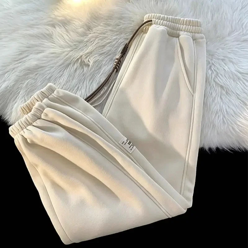 Ddbos winter outfits men Korean Style Autumn and Winter Men and Women Street Personality Loose Wide Leg Bound Sports Pants Couple Simple Casual Pants