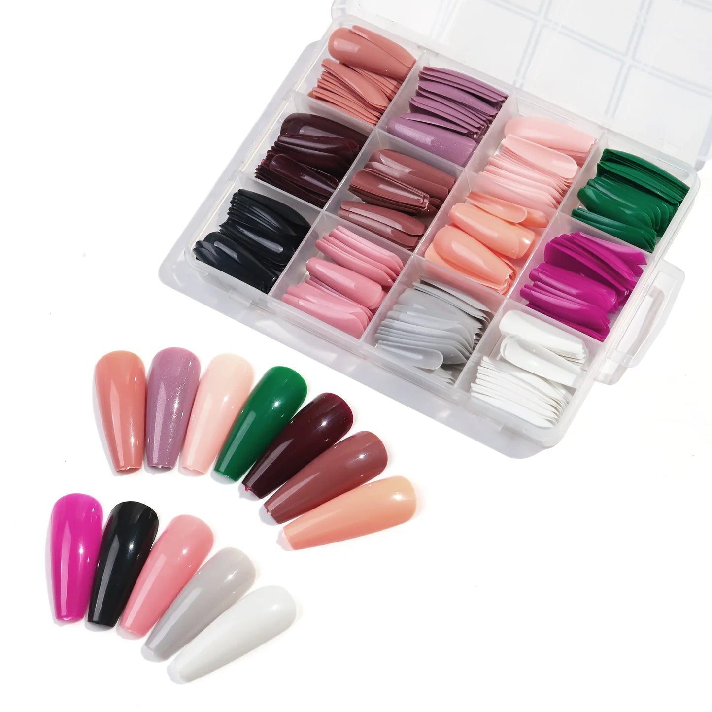 576/288pcs/box Colorful Fake Nails Acrylic Full Cover Nail Tips Ballet Wear Nail Press On Nails With Gel DIY Manicure Tools